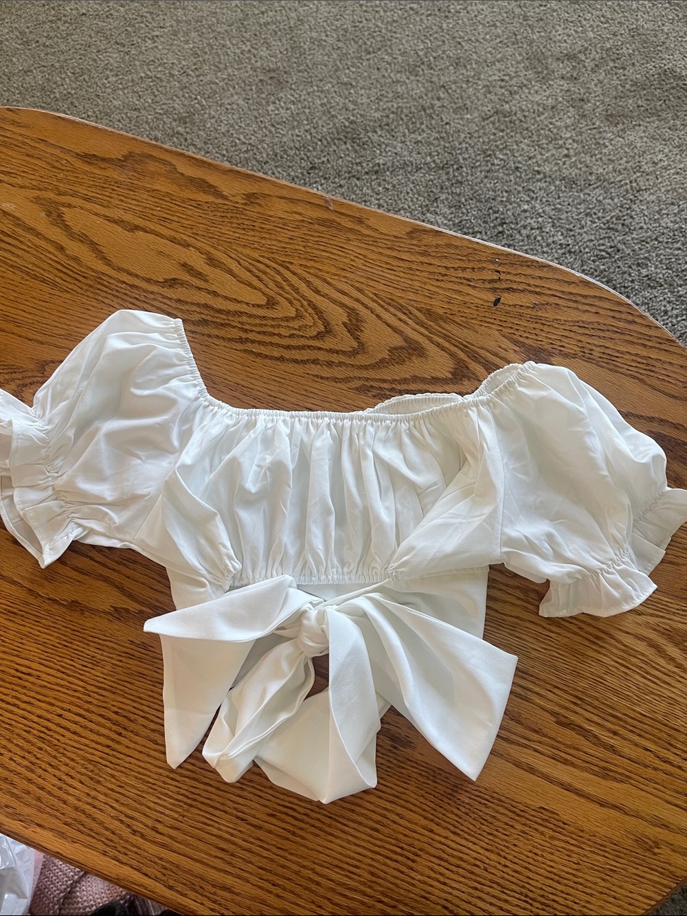 White Off-Shoulder Ruffled Crop Top - Picture 4 of 4